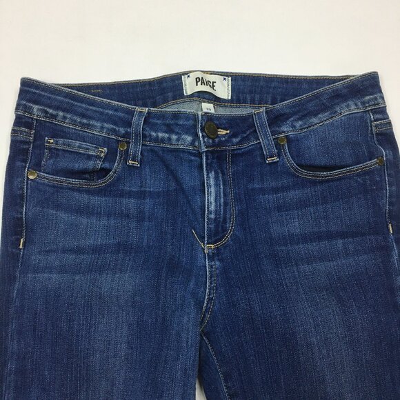 PAIGE Orson Wash Verdugo Ankle Raw Edge Hem 5 Pocket Logo Hardware Jeans - Picture 5 of 11